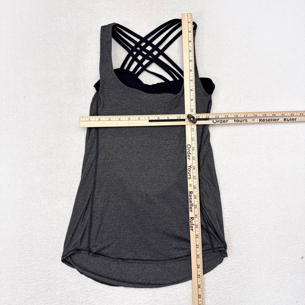 Lululemon Wild Tank Top Size 6 Gray Black Activewear Gym Yoga Pilates Strappy - Picture 7 of 9